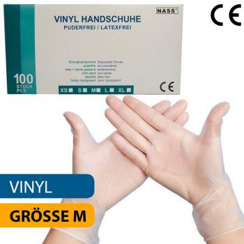 Vinyl-Handschuhe Ungepudert/Latexfrei EN 420:2003+A1:2009 - CE Gr. M 100er Box